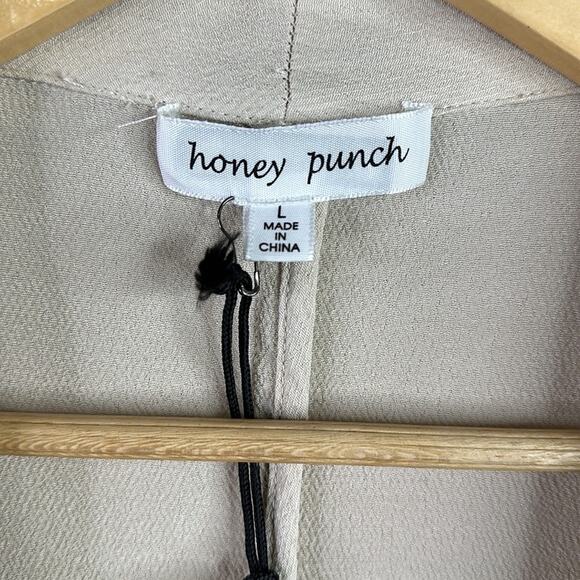 HONEY PUNCH Tan Cream Open Front Long Sleeve Cardigan Jacket Top Size Large - Picture 7 of 11